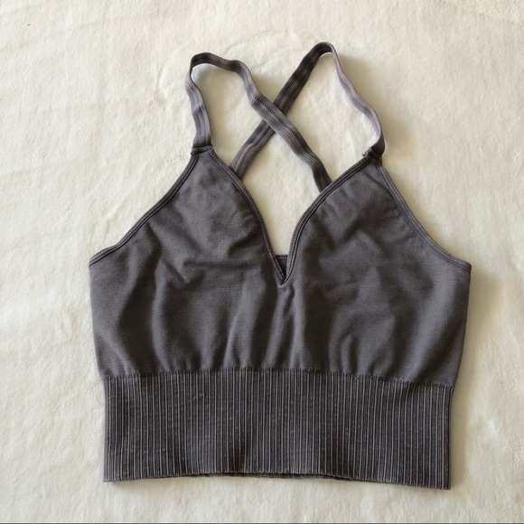 Free People Grey Good Karma Crop Top - Picture 1 of 5